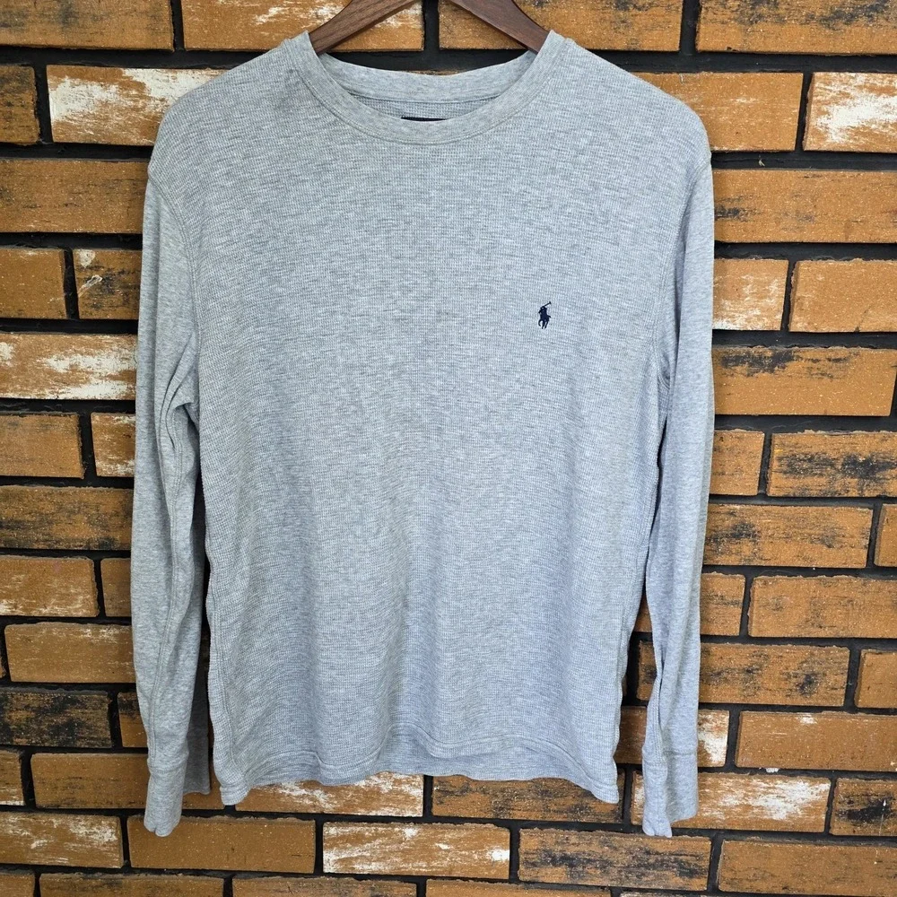 Polo Ralph Lauren Men's Large Gray‎ Light Thermal Body Jersey Knit Sleeve Shirt
